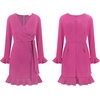 image:imageRVivimos Womens Winter Long Sleeve V Neck Ruffles Sweater Dresses Mini DressesHotpink