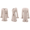 image:imageRVivimos Womens Winter Long Sleeve V Neck Ruffles Sweater Dresses Mini DressesKhaki