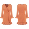 image:imageRVivimos Womens Winter Long Sleeve V Neck Ruffles Sweater Dresses Mini DressesOrange