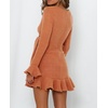 image:imageRVivimos Womens Winter Long Sleeve V Neck Ruffles Sweater Dresses Mini DressesOrange