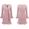 image:imageRVivimos Womens Winter Long Sleeve V Neck Ruffles Sweater Dresses Mini DressesPink
