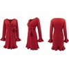 image:imageRVivimos Womens Winter Long Sleeve V Neck Ruffles Sweater Dresses Mini DressesRed