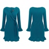 image:imageRVivimos Womens Winter Long Sleeve V Neck Ruffles Sweater Dresses Mini DressesTeal