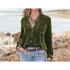 image:imageRVivimos Womens Winter Velvet Long Sleeve Button Down Casual Tops ShirtsArmygreen2