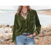 image:imageRVivimos Womens Winter Velvet Long Sleeve Button Down Casual Tops ShirtsArmygreen2