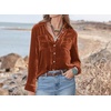 image:imageRVivimos Womens Winter Velvet Long Sleeve Button Down Casual Tops ShirtsBrown2