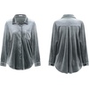 image:imageRVivimos Womens Winter Velvet Long Sleeve Button Down Casual Tops ShirtsDark Gray