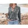 image:imageRVivimos Womens Winter Velvet Long Sleeve Button Down Casual Tops ShirtsDark Gray2