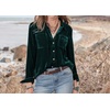 image:imageRVivimos Womens Winter Velvet Long Sleeve Button Down Casual Tops ShirtsDark Green2