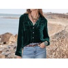 image:imageRVivimos Womens Winter Velvet Long Sleeve Button Down Casual Tops ShirtsDark Green2
