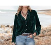 image:imageRVivimos Womens Winter Velvet Long Sleeve Button Down Casual Tops ShirtsDark Green2