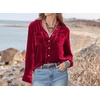 image:imageRVivimos Womens Winter Velvet Long Sleeve Button Down Casual Tops ShirtsDark Red2