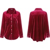 image:imageRVivimos Womens Winter Velvet Long Sleeve Button Down Casual Tops ShirtsDark Red2