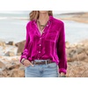 image:imageRVivimos Womens Winter Velvet Long Sleeve Button Down Casual Tops ShirtsHotpink2