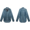 image:imageRVivimos Womens Winter Velvet Long Sleeve Button Down Casual Tops ShirtsLightblue