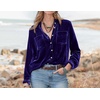 image:imageRVivimos Womens Winter Velvet Long Sleeve Button Down Casual Tops ShirtsNavyblue2