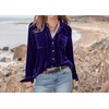 image:imageRVivimos Womens Winter Velvet Long Sleeve Button Down Casual Tops ShirtsNavyblue2