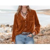 image:imageRVivimos Womens Winter Velvet Long Sleeve Button Down Casual Tops ShirtsRustbrown2