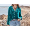 image:imageRVivimos Womens Winter Velvet Long Sleeve Button Down Casual Tops ShirtsSea Blue2