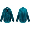 image:imageRVivimos Womens Winter Velvet Long Sleeve Button Down Casual Tops ShirtsSeablue