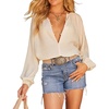 image:imageRVivimos Fall Summer Tops for Women Long Sleeve Button Up Henley V Neck Casual Loose Dressy BlousesWhite