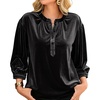 image:imageRVivimos Fall Tops for Women 2026 Velvet 34 Sleeve Henley Button Up Loose Casual Blouses ShirtsBlack