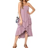 image:imageRVivimos Long Skirts for Women Summer Boho Smocked Strapless Dress Elastic High Waisted Layered Ruffle Hem Beach Midi SkirtDusty Purple