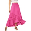 image:imageRVivimos Long Skirts for Women Summer Boho Smocked Strapless Dress Elastic High Waisted Layered Ruffle Hem Beach Midi SkirtHot Pink
