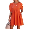 image:imageRVivimos Summer Dress for Women Cotton Puff Sleeves Boho Casual Loose Babydoll Mini Dress with PocketsOrange
