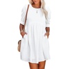 image:imageRVivimos Summer Dress for Women Cotton Puff Sleeves Boho Casual Loose Babydoll Mini Dress with PocketsWhite