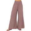 image:imageRVivimos Womens Cotton Palazzo Pants Casual Elastic High Waisted Loose Flowy Wide Leg Long Trousers Pants with PocketsMauve