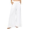 image:imageRVivimos Womens Cotton Palazzo Pants Casual Elastic High Waisted Loose Flowy Wide Leg Long Trousers Pants with PocketsWhite