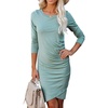 image:imageRVivimos Womens Fall Cotton Long Sleeve Casual Ruched Dress Bodycon TShirt Mini DressGrayish Green