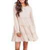 image:imageRVivimos Womens Fall Cotton Long Sleeves Ruffled Casual Loose Swing Flowy Tunic Mini DressBeige