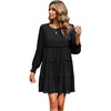 image:imageRVivimos Womens Fall Cotton Long Sleeves Ruffled Casual Loose Swing Flowy Tunic Mini DressBlack