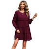 image:imageRVivimos Womens Fall Cotton Long Sleeves Ruffled Casual Loose Swing Flowy Tunic Mini DressBurgundy