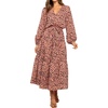image:imageRVivimos Womens Fall Long Sleeve Casual Dresses Wrap V Neck Tiered Ruffle Flowy Midi Dress with BeltPink