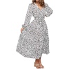 image:imageRVivimos Womens Fall Long Sleeve Casual Dresses Wrap V Neck Tiered Ruffle Flowy Midi Dress with BeltWhite