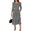 image:imageRVivimos Womens Fall Long Sleeve Crew Neck Casual Polka Dots Midi Dress with PocketsBlack