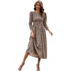 image:imageRVivimos Womens Fall Long Sleeve Crew Neck Casual Polka Dots Midi Dress with PocketsKhaki