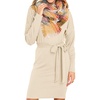 image:imageRVivimos Womens Fall Sweater Dress Casual Long Sleeve Crew Neck Elastic Knit Elegant Mini Dress with BeltBeige