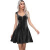 image:imageRVivimos Womens Fall Velvet Party Dress Sleeveless V Neck Empire Waist Elastic Fit and Flare Swing Mini DressBlack