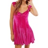 image:imageRVivimos Womens Fall Velvet Party Dress Sleeveless V Neck Empire Waist Elastic Fit and Flare Swing Mini DressHotpink