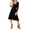 image:imageRVivimos Womens Fall Winter Long Sleeves VNeck Casual Button Down Knit Sweater Midi DressBlack