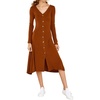 image:imageRVivimos Womens Fall Winter Long Sleeves VNeck Casual Button Down Knit Sweater Midi DressBurningorange