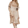 image:imageRVivimos Womens Fall Winter Velvet Casual Dress Puff Sleeve Square Neck Elastic Smocked ALine Swing Flowy Knee Length DressChampagne