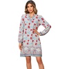 image:imageRVivimos Womens Long Sleeve Boho Tunic Dress V Neck Floral Print Casual Loose Patchwork Hem Mini DressBlue