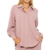 image:imageRVivimos Womens Long Sleeve Button Down Shirts Fall Winter Casual Loose Waffle Knit TopsPink