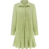 image:imageRVivimos Womens Long Sleeve Shirt Mini Dress Spring Fall Cotton Swiss Dot Button Up Ruffle Hem Tunic Dress with PocketsLight Green
