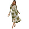 image:imageRVivimos Womens Long Sleeve Tie Dye Henley V Neck Button Up Loose Flowy Midi Dress with BeltArmy Green